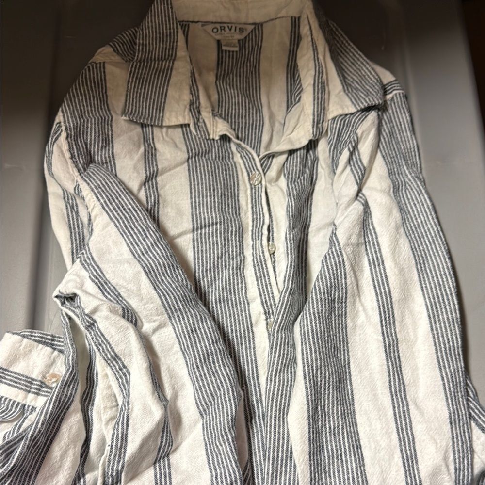 Orvis‎ Black and White Casual Button Down Shirt M - Picture 5 of 7